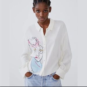 Zara Abstract Button Down